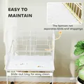 PawHut Bird Cage with Divider, 4 Wooden Perches, Slide Out Tray, 4 Feeders, for Budgie, Lovebird, Canary, 76 x 46 x 116cm White - 7