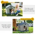 PawHut Dog Kennel Outdoor for Medium Dogs, Waterproof Plastic Dog House for Garden, Patio, 85 x 79 x 82 cm, Grey - 6