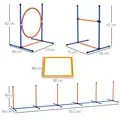 PawHut Dog Agility Training Equipment with Weave Poles, Jump Ring, Pause Box, Adjustable Hurdle, Carry Bag, Orange - 3
