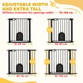 PawHut Dog Gate with Cat Flap Pet Safety Gate Barrier, Stair Pressure Fit, Auto Close, Double Locking, for Doorways, Hallways, 75-103 cm Black - 7