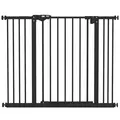 PawHut Adjustable Safety Gate w/ Two Extensions, Four Adjustable Screws, Black - 1