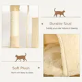 PawHut Cat Tree for Indoor Cats Pet Activity Centre Kitty Condo Climbing Scratching Post with Toys 4-tier 114cm Tall Beige - 6