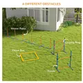PawHut Dog Agility Training Equipment with Weave Poles, Jump Ring, Pause Box, Adjustable Hurdle, Carry Bag, Orange - 5