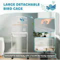 PawHut Bird Cage Budgie Cages for Finch Canary Parakeet with Stand Wheels Slide-out Tray Accessories Storage Shelf, White - 4