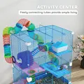 PawHut 5 Tier Hamster Cage Carrier Habitat w/ Exercise Wheels, Tunnel, Blue - 4