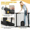 PawHut Dog Gate with Cat Flap Pet Safety Gate Barrier, Stair Pressure Fit, Auto Close, Double Locking, for Doorways, Hallways, 75-103 cm Black - 4