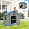 PawHut Dog Kennel Outdoor for Medium Dogs, Waterproof Plastic Dog House for Garden, Patio, 85 x 79 x 82 cm, Grey - 3