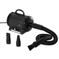 PawHut Dog Hair Dryer Pet Grooming Blaster Dryer Blower Adjustable Temperature Speed with 2.1M Flexible Hose 3 Nozzles - Black - 1