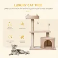PawHut Cat Tree for Indoor Cats with Scratching Post Climbing Tower Kitty Activity Centre Condo Perch Jumping Platforms Beige 60L x 40W x 81H cm - 4