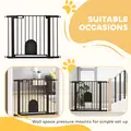 PawHut Dog Gate with Cat Flap Pet Safety Gate Barrier, Stair Pressure Fit, Auto Close, Double Locking, for Doorways, Hallways, 75-103 cm Black - 8