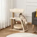 PawHut Cat Tree Tower, with Scratching Posts, Pad, Bed, Perch, Toy Ball - Light Brown - 2