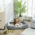 PawHut Dog Sofa Bed, Washable Pet Bed with Removable Cover and Non-Slip Bottom for Cats, Small and Medium Dogs, Grey - 2