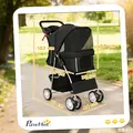 PawHut Dog Pram, Pet Stroller with Reflective Strips, Foldable Cat Stroller with 360° Swivel Wheels, Black - 3