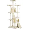PawHut Cat Tree for Indoor Cats Play Tower Activity Center Kitten Scratch Post Climbing Tower 181 cm - 1