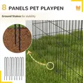 PawHut 8 Panel DIY Dog Pen with Door, for Dogs, Small Animals, Indoor/Outdoor Use, 76cm High - 6