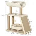 PawHut Cat Tree Tower, with Scratching Posts, Pad, Bed, Perch, Toy Ball - Light Brown - 3