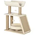 PawHut Cat Tree Tower, with Scratching Posts, Pad, Bed, Perch, Toy Ball - Light Brown - 1
