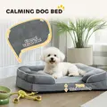 PawHut Dog Sofa Bed, Washable Pet Bed with Removable Cover and Non-Slip Bottom for Cats and Small Dogs, Grey - 4