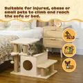 PawHut Adjustable Cat Steps, with House & Hanging Toy Ball - Beige - 7
