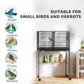 PawHut Bird Cage with Divider, 4 Wooden Perches, Slide Out Tray, 4 Feeders, for Budgie, Lovebird, Canary, 76 x 46 x 116cm Black - 9