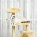 PawHut Cat Tree for Indoor Cats Pet Activity Centre Kitty Condo Climbing Scratching Post with Toys 4-tier 114cm Tall Beige - 9