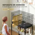 PawHut Bird Cage with Divider, 4 Wooden Perches, Slide Out Tray, 4 Feeders, for Budgie, Lovebird, Canary, 76 x 46 x 116cm Black - 4