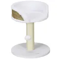 PawHut Cat Tree Tower with Scratching Posts, White - 1