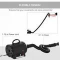 PawHut Dog Hair Dryer Pet Grooming Blaster Dryer Blower Adjustable Temperature Speed with 2.1M Flexible Hose 3 Nozzles - Black - 7