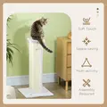 PawHut 81cm Cat Scratcher, Vertical Full Scratcher w/ Natural Sisal Rope, Hanging Ball, Soft Plush - White - 4