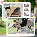 PawHut Dog Pram, Pet Stroller with Reflective Strips, Foldable Cat Stroller with 360° Swivel Wheels, Brown - 6