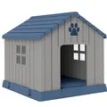 PawHut Dog Kennel Outdoor for Medium Dogs, Waterproof Plastic Dog House for Garden, Patio, 85 x 79 x 82 cm, Grey - 1