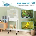 PawHut Bird Cage Budgie Cages for Finch Canary Parakeet with Stand Wheels Slide-out Tray Accessories Storage Shelf, White - 6