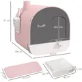 PawHut Hooded Cat Litter Box, Kitten Litter Tray, with Lid, Scoop, Filter, Flap Door, Pink - 3