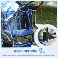 PawHut Dog Stroller with Rain Cover for Small Miniature Dogs, Folding Pet Pram with Cup Holder, Storage Basket, Reflective Strips, Blue - 7