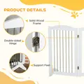 PawHut Foldable Dog Gate, Freestanding Pet Gate, with Two Support Feet, for Staircases, Hallways, Doorways - White - 6