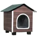 PawHut Insulated Outdoor Cat House, Water-Resistant Feral Cat Shelter with Elevated Base and Cushion, Red-brown - 1