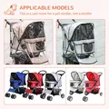 PawHut Dog Stroller with Rain Cover for Small Miniature Dogs, Folding Pet Pram with Cup Holder, Storage Basket, Reflective Strips, Brown - 8
