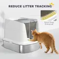PawHut Large Stainless Steel Litter Box, Enclosed Metal Cat Litter Tray with Scoop, Deodoriser Bag, Front-Entry and Top-Exit - 6