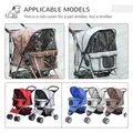 PawHut Dog Stroller with Cover for Small Miniature Dogs, Folding Cat Pram Dog Pushchair with Cup Holder, Storage Basket, Reflective Strips, Grey - 8