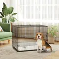 PawHut Foldable Dog Crate with 2 Doors with Tray, Soft Cushion, for Large Medium Dogs, 90 x 58 x 62, Black - 2