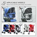 PawHut Dog Stroller with Rain Cover for Small Miniature Dogs, Folding Pet Pram with Cup Holder, Storage Basket, Reflective Strips, Grey - 8