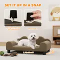 PawHut Elevated Dog Sofa Bed, Breathable Pet Sofa with Backrest and Armrest for Small Dogs, Brown - 7