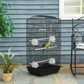 PawHut Large Metal Bird Cage with Stand, Perches, Food Bowls, Swing, for Budgies, Parakeets, Black - 2