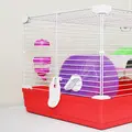 PawHut Hamster Cage, Small Gerbil Cage 2 Tiers Portable w/ Handle, Exercise Wheel, Water Bottle, Dishes - 9