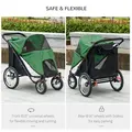PawHut Foldable Pet Stroller, with Washable Cushion, Storage Bags, Safety Leash, for Medium, Large Dogs, Cats - Green - 5