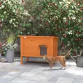 PawHut Feral Cat House, Wooden Insulated with Removable Floor, Water-Resistant Openable Roof - Orange - 9
