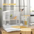 PawHut Large Metal Bird Cage with Perches, Food Bowls, Swing, for Budgies, Parakeets, White - 4