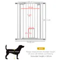 PawHut Extra Tall Pet Gate, Indoor Dog Safety Gate, with Cat Flap, Auto Close, 74-80cm Wide - White - 3