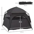 PawHut Foldable Dog Cat Tent with Water-Resistant Oxford, Carry Bag for Extra Large Dog, Charcoal Grey - 3