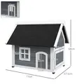 PawHut Outdoor Cat House, Wooden Feral Cat Shelter, with Openable Asphalt Roof, Three Doors - Grey - 3
